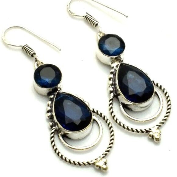 Tanzanite Gemstone Sterling Silver Drop Dangle Earrings - Picture 1 of 1